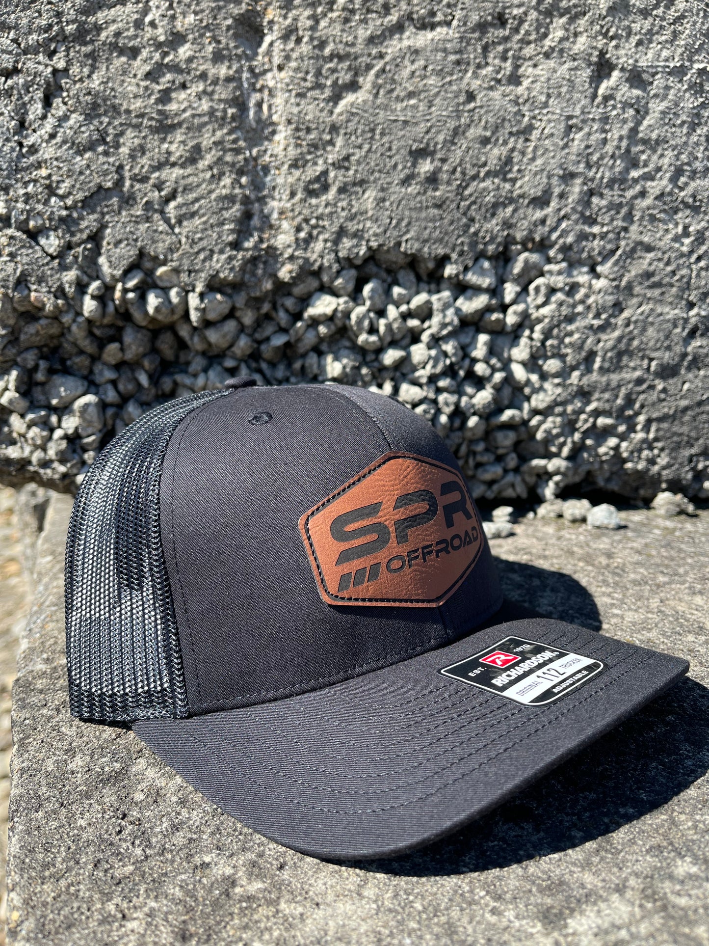 BLACK SPR LEATHER PATCH HAT
