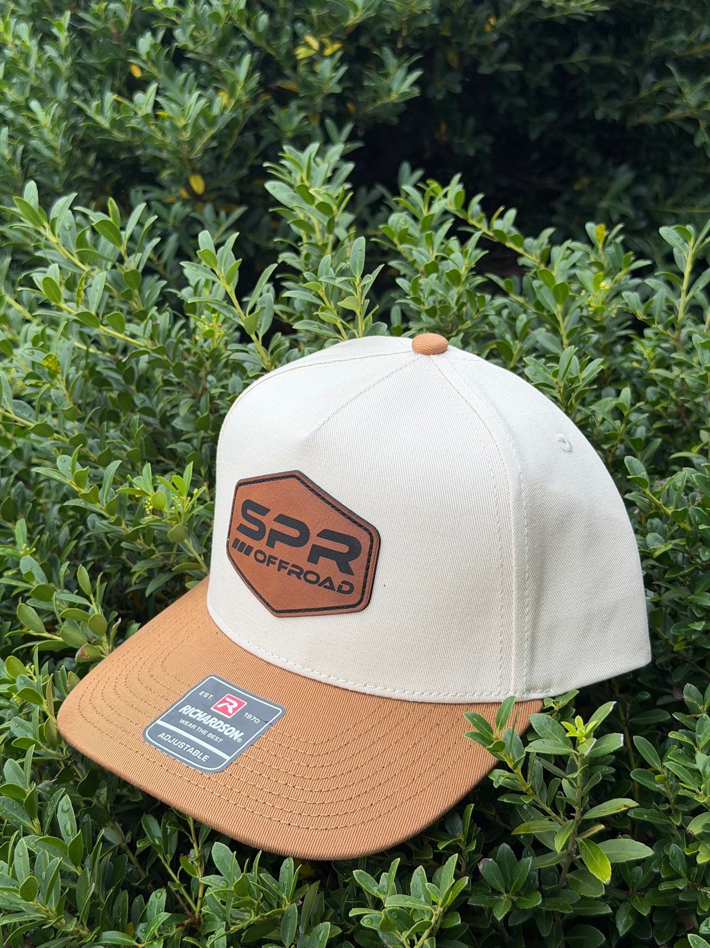 Off White & Brown Richardson SPR Leather Patch Hat
