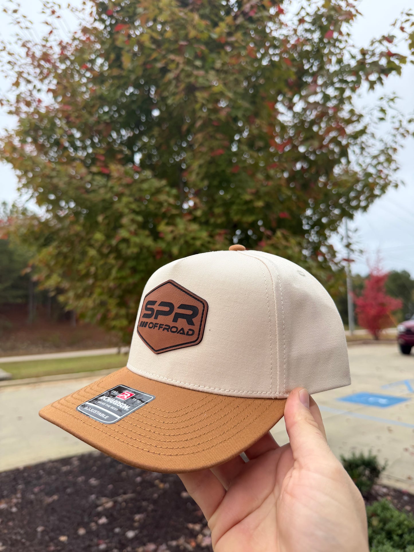 Off White & Brown Richardson SPR Leather Patch Hat